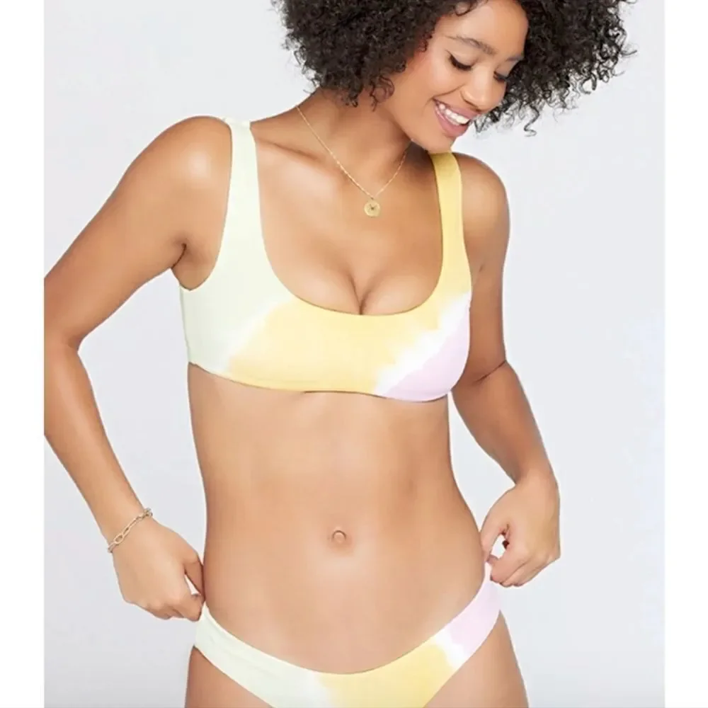 L*Space Women's Tie Dye Lizzie Sandy Diagonal 2 piece bikini top & Bottom sz L